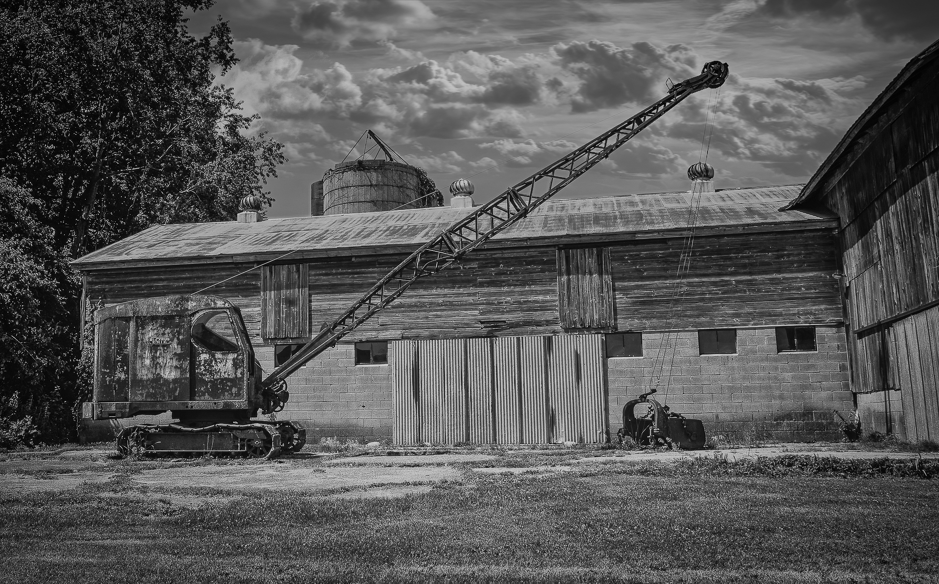 An old crane in the barnyard