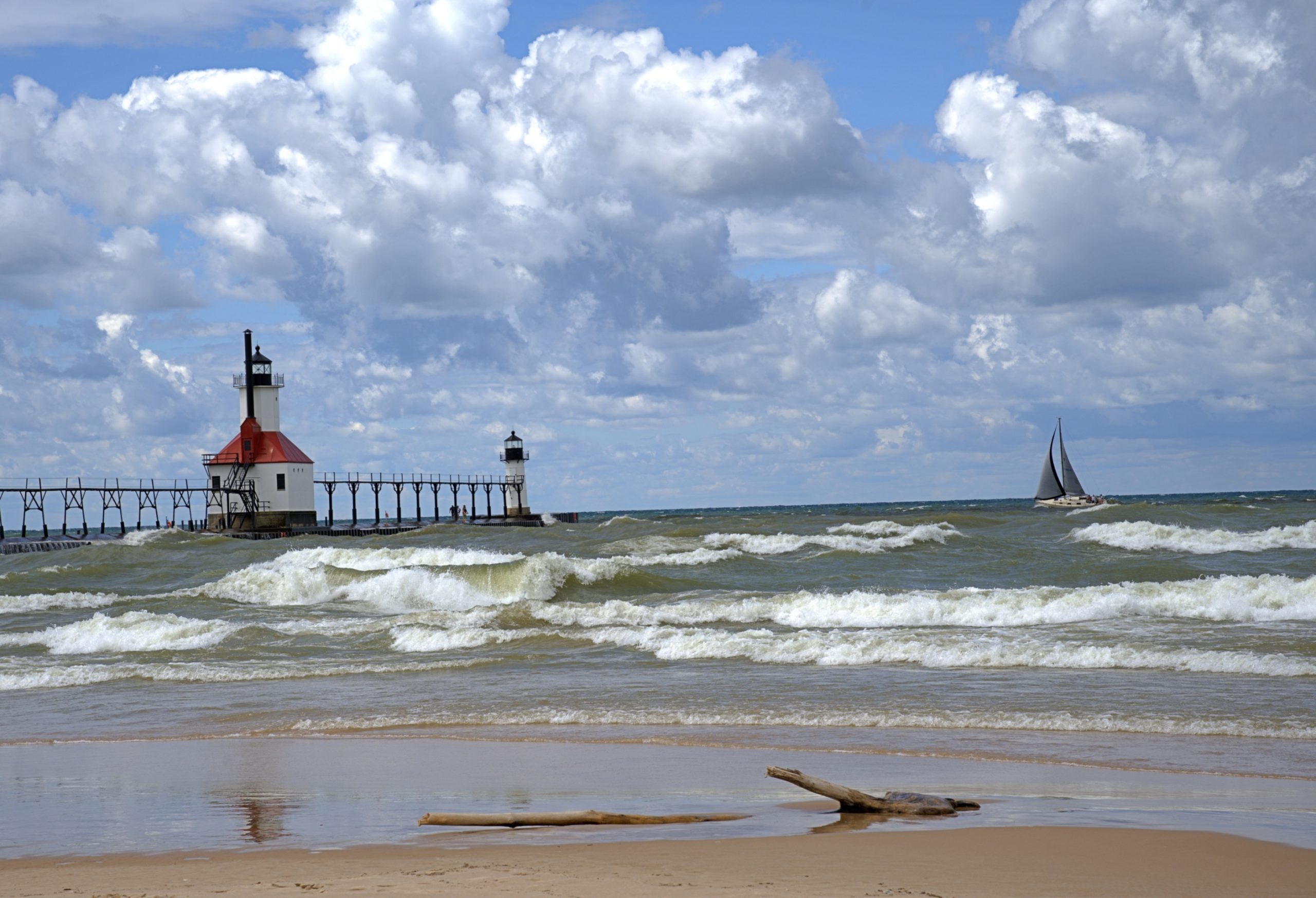 On a mild summer day at the North Pier Lighthouse, Saint Joseph, MI